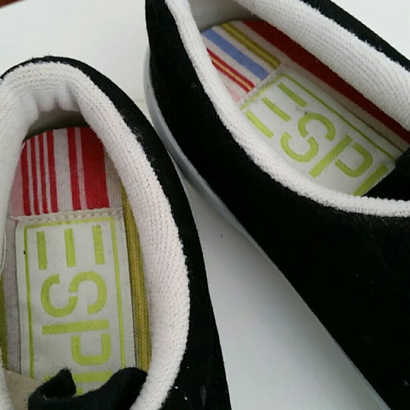 Espirit black and white canvas platform sneaker. - Picture 2 of 7